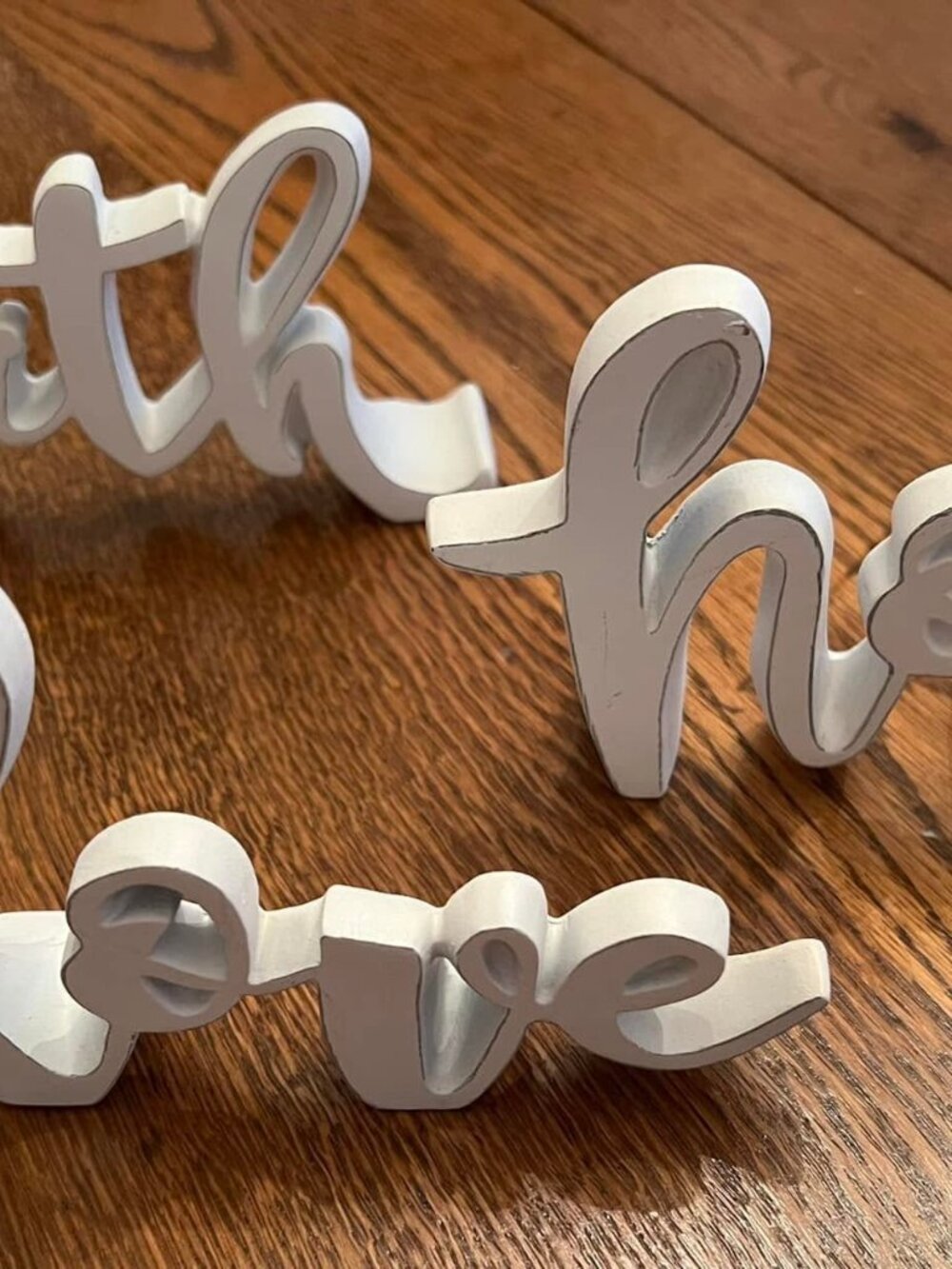 faith hope love resin cursive standing words